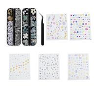 Rainway Set per nail art primaverile con 5 foglie, adesivi per nail art e decorazioni 3D, con pinzette, accessori per manicure fai da te per donne con fiori, farfalla, cuore per primavera estate