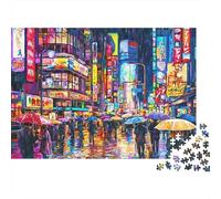 Rainy City Street Art Jigsaw Puzzle Impossibili 1000 Pezzi Interesting Decorazione Per La Casa. Giochi Rilassamento E Intelligence Per Adulti E Bambini Da 12 Anni 38x26cm/1000pcs