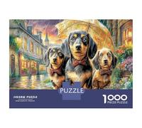 Rainy Dachshund Trio 1000 Pezzi Three Dogs in Town Street Puzzle Giocattoli Puzzle Giochi Decorazione Della Famiglia Adulti Romantico Regalo Per 52x38cm/1000pcs