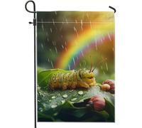 Rainy Day Caterpillar Garden Flag, verde insetto Home Decor Banner, doppia faccia bandiera natura primavera all'aperto decorazione prato 30,5 x 45,7 cm