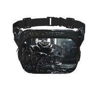 Rainy Night Black Rose Fitness borsa a tracolla da viaggio alla moda e casual, marsupio quadrato a doppio strato, nero, taglia unica, Nero, One Size