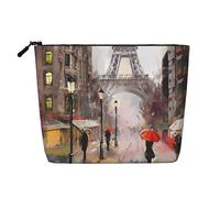 Rainy Street a Parigi, borsa per il trucco, impermeabile, di grande capacità, con cerniera, per viaggi, lavoro, casa, multifunzionale, borsa per il trucco, portamonete, Nero , Taglia unica