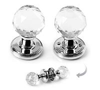 RAINZIN Coppia di Pomelli per Porta in Vetro Trasparente da 65 mm, Extra Large per Cucina, Camera da Letto, con Set di Viti