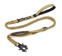 Raipult - Guinzaglio elastico per cani, resistente, 1,2-1,8 m, anti-tiro, moschettone a sgancio rapido, riflettente, ammortizzante, cintura di sicurezza auto, per cani taglia media/grande, cachi