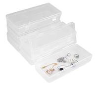Rairsky 6 Pezzi Scatole Plastica con Coperchio Piccole, Contenitori Rettangolari in Plastica Trasparente, per Perline Gioielli Biglietti da Visita Pezzi di Gioco Artigianato (15.5 x 6.5 x 3 cm)