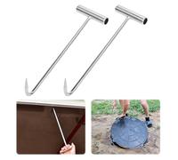 Rairsky Gancio Tombino Sollevatore 30 cm - 2 Pezzi in Acciaio al Manganese per Chiusini - Portatile, Gancio a T per Porte Tapparelle, Carne