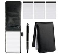 Rairsky Mini blocco note formato A7, mini taccuino con mini penna a sfera e 3 blocchi di ricambio, piccolo taccuino nero, copertina in pelle PU, per diari di cose da fare e attività all'aperto
