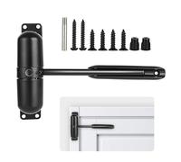 Raisand Chiudiporta Automatico, Nero a Molla, Porta Interna con 6 Viti e Asta di Regolazione, Chiudiporta per Casa, Cancello da Giardino Ufficio Hotel (Nero)