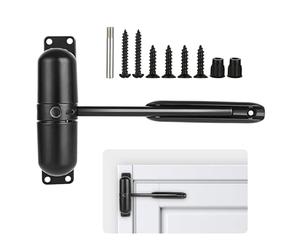 Raisand Chiudiporta Automatico, Nero a Molla, Porta Interna con 6 Viti e Asta di Regolazione, Chiudiporta per Casa, Cancello da Giardino Ufficio Hotel (Nero)