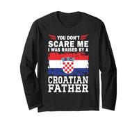 Raised by a Croatian Father Father's Day Croatia Flag Maglia a Manica