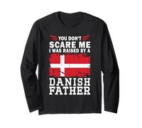 Raised by a Danish Father Father's Day Denmark Flag Maglia a Manica