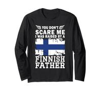 Raised by a Finnish Father Father's Day Finland Flag Maglia a Manica