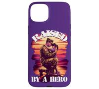 Raised by a Hero Military Father and Daughter Military Kids Custodia per iPhone 15 Plus