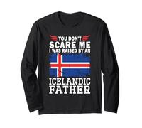 Raised by an Icelandic Father Father's Day Iceland Flag Maglia a Manica