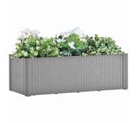 Raised Garden Bed with Automatic Irrigation System 100x43x33cm, Outdoor Indoor Planters for Flowers Herbs Vegetables, Rattan Look UV Resistant Frost Proof Large Capacity 90L, Stone Grey