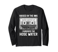 Raised in The 80s. Hose Water. Cassette Tape Funny Retro Maglia a Manica