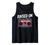RAISED ON OLD SCHOOL HIPHOP Boombox Retrò Rap Musica 80 Canotta