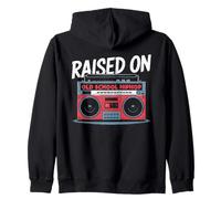 RAISED ON OLD SCHOOL HIPHOP Boombox Retrò Rap Musica 80 Felpa con Cappuccio