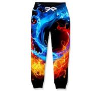 RAISEVERN Bambino Pantaloni Colorato Ragazzo 3D Tuta Sportiva Divertente Rosso Blu Stampa Cool Ragazza Jogger Festa Regalo Abbigliamento, 12-14 Anni