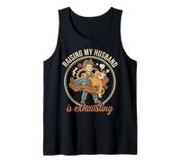 Raising My Husband Is Exhausting Funny Wife Retro Canotta