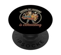 Raising My Husband Is Exhausting Funny Wife Retro PopSockets PopGrip Adesivo