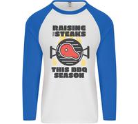 Raising The Steaks Divertente BBQ Grill Uomo L/S Baseball T-Shirt