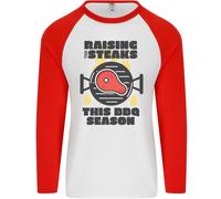 Raising The Steaks Divertente BBQ Grill Uomo L/S Baseball T-Shirt