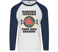 Raising The Steaks Divertente BBQ Grill Uomo L/S Baseball T-Shirt