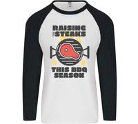 Raising The Steaks Divertente BBQ Grill Uomo L/S Baseball T-Shirt