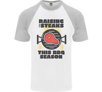 Raising The Steaks Maglietta Da Baseball S/S Divertente Per Uomo BBQ