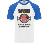 Raising The Steaks Maglietta Da Baseball S/S Divertente Per Uomo BBQ