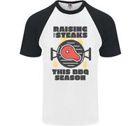 Raising The Steaks Maglietta Da Baseball S/S Divertente Per Uomo BBQ