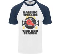 Raising The Steaks Maglietta Da Baseball S/S Divertente Per Uomo BBQ