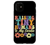 Raising Tiny Humans è il mio genitore della famiglia Floral Cardio Groovy Custodia per iPhone 11