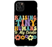 Raising Tiny Humans è il mio genitore della famiglia Floral Cardio Groovy Custodia per iPhone 11 Pro Max