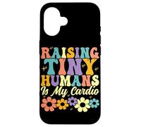 Raising Tiny Humans è il mio genitore della famiglia Floral Cardio Groovy Custodia per iPhone 16
