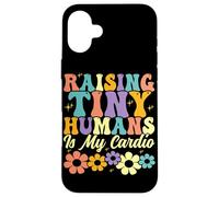 Raising Tiny Humans è il mio genitore della famiglia Floral Cardio Groovy Custodia per iPhone 16 Plus