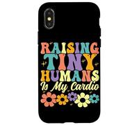 Raising Tiny Humans è il mio genitore della famiglia Floral Cardio Groovy Custodia per iPhone X/XS