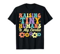 Raising Tiny Humans è Il Mio Genitore della Famiglia Floral Cardio Groovy Maglietta