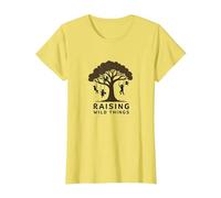 Raising Wild Things: Sagoma di Albero Bambini Giocoso Maglietta, Donna, Limone, XXL