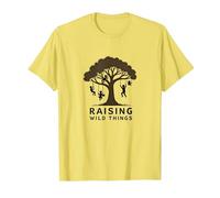 Raising Wild Things: Sagoma di Albero Bambini Giocoso Maglietta, Uomo, Limone, XL