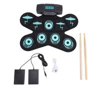 Raiveug Kids Electric Drum Pad Set Strumento di prove di arrotolazione portatile con altoparlanti a bastoncini pedali