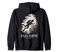 Raja Ampat, Indonesia, Scuba Diver e Coral Diving Fun Felpa con Cappuccio
