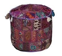 Rajasthali Indiano ottomano Impreziosito Vintage con Ricamo e Patchwork Poggiapiedi Piano Cuscino, 46 x 33 cm