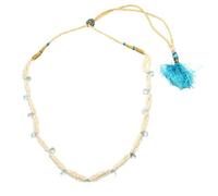 Rajasthan Gems Collana regolabile Strand 3 Linea Acquamarina Naturale Briolette Bead Gem Stone & Acqua Dolce Perla Regalo Donna F670, Adjustable, Gemma, Acquamarina
