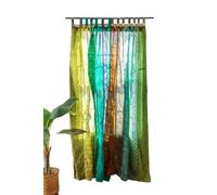 RAJBHOOMI HANDICRAFTS Tende colorate per sari con filtro della luce,per porta e finestra, una tenda, per letto, a baldacchino, arazzo o trattamento per porta finestra, colore verde 84 inches
