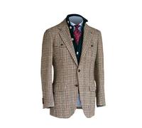 RAJEGAR Giacca da uomo, blazer in tweed a quadri houndstooth, casual, Norfolk, in lana misto, slim, vintage, british, da cerimonia, in giacca di hacking, Pied de poule, L