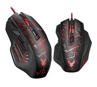 RajoNN Mouse Gaming Mouse Cablato, Mouse Ottico USB per Computer con Retroilluminazione RGB, 4 DPI Regolabili Fino a 2400, Mouse ergonomico per PC Laptop Gamer con 6 Pulsanti Programmabili,