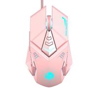 RajoNN Mouse Mouse Cablato, 7 Pulsanti Programmabili, 4800 DPI Regolabile, Retroilluminazione RGB, Clic Silenzioso, Bel Design Rosa Femminile con Ergonomia, Mouse USB per PC Laptop Computer