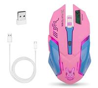 RajoNN Mouse Mouse da Gioco Adorabile, Mouse Wireless Ricaricabili da 2,4 GHz con Batteria al Litio da 600 mAh e Ricevitore USB, retroilluminazione a 7 Colori, Pulsanti silenziosi, per Computer
